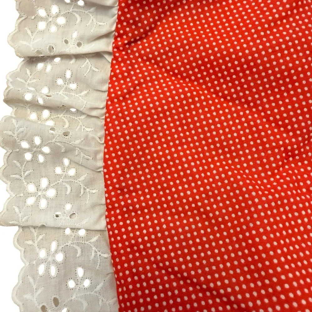 Vintage Christmas Tree Skirt Quilted Round Ruffle Reversible Country Patchwork